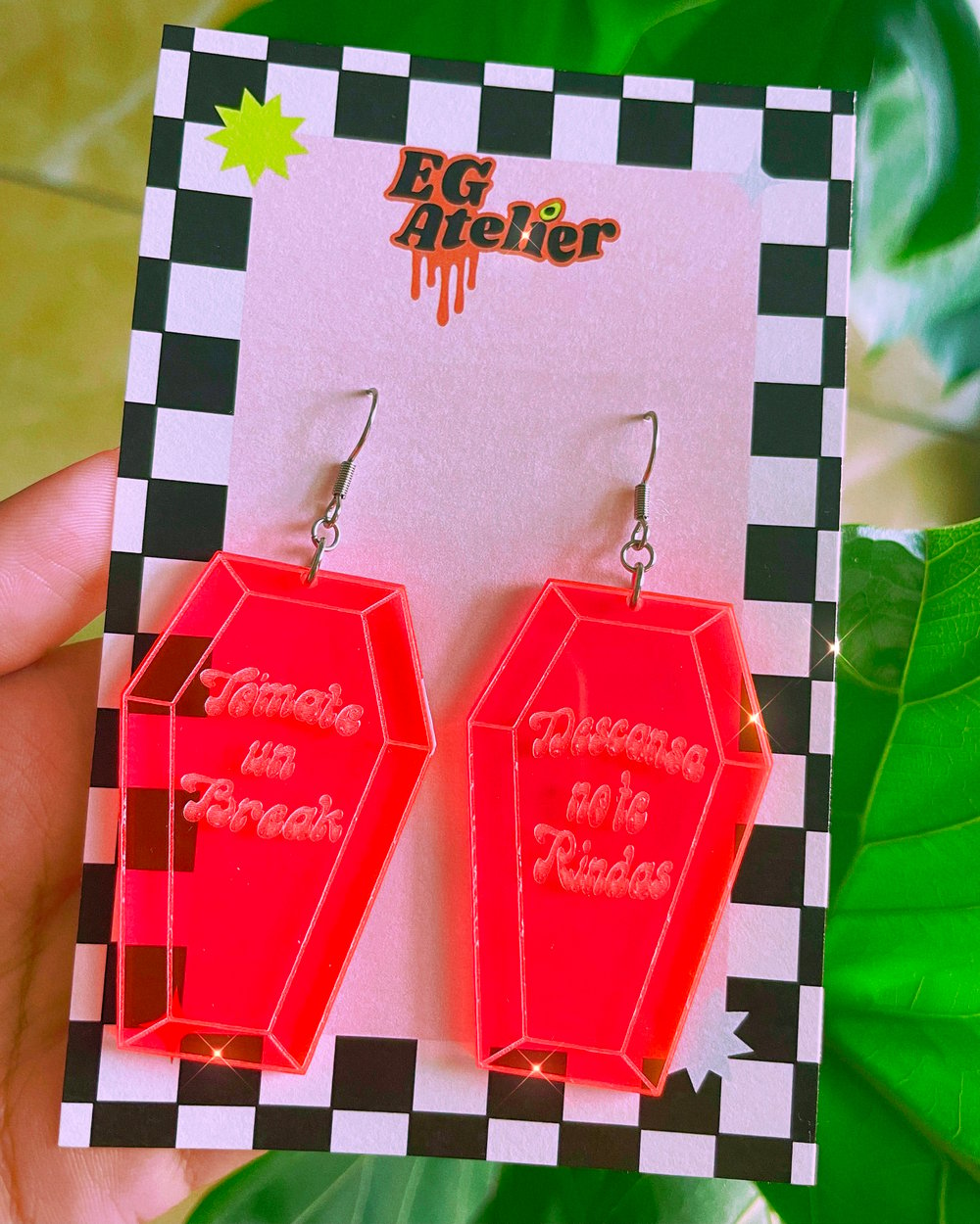 Image of Neon Coffin earrings