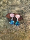 Onion Cut Blue Topaz Dangle Earrings (#1190)