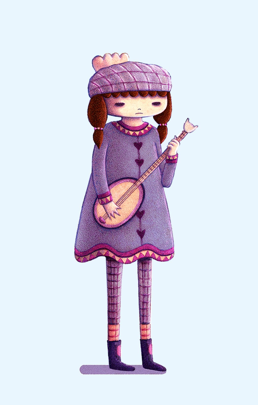 "Snow Girl with Banjo" art print