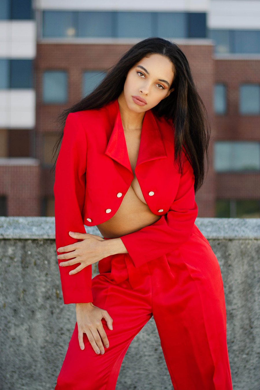 Image of Vintage Kionta Red Cropped Jacket W/Decorative Buttons