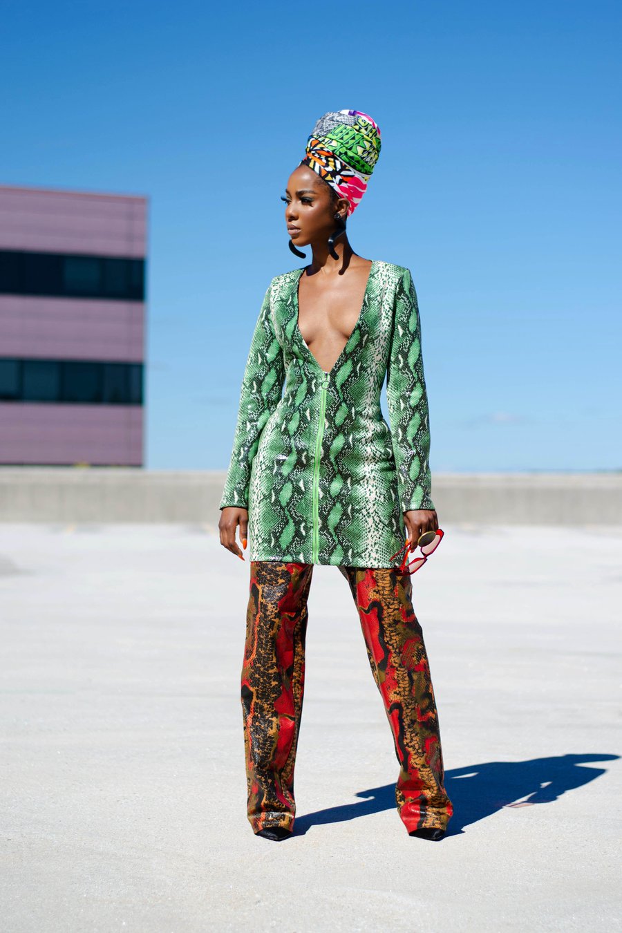 Image of Modern Medusa Zip Front Mini Dress