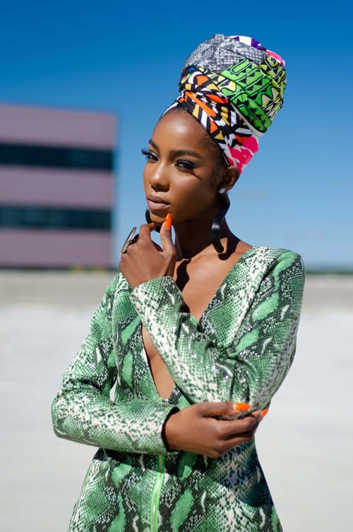 Image of Modern Medusa Zip Front Mini Dress