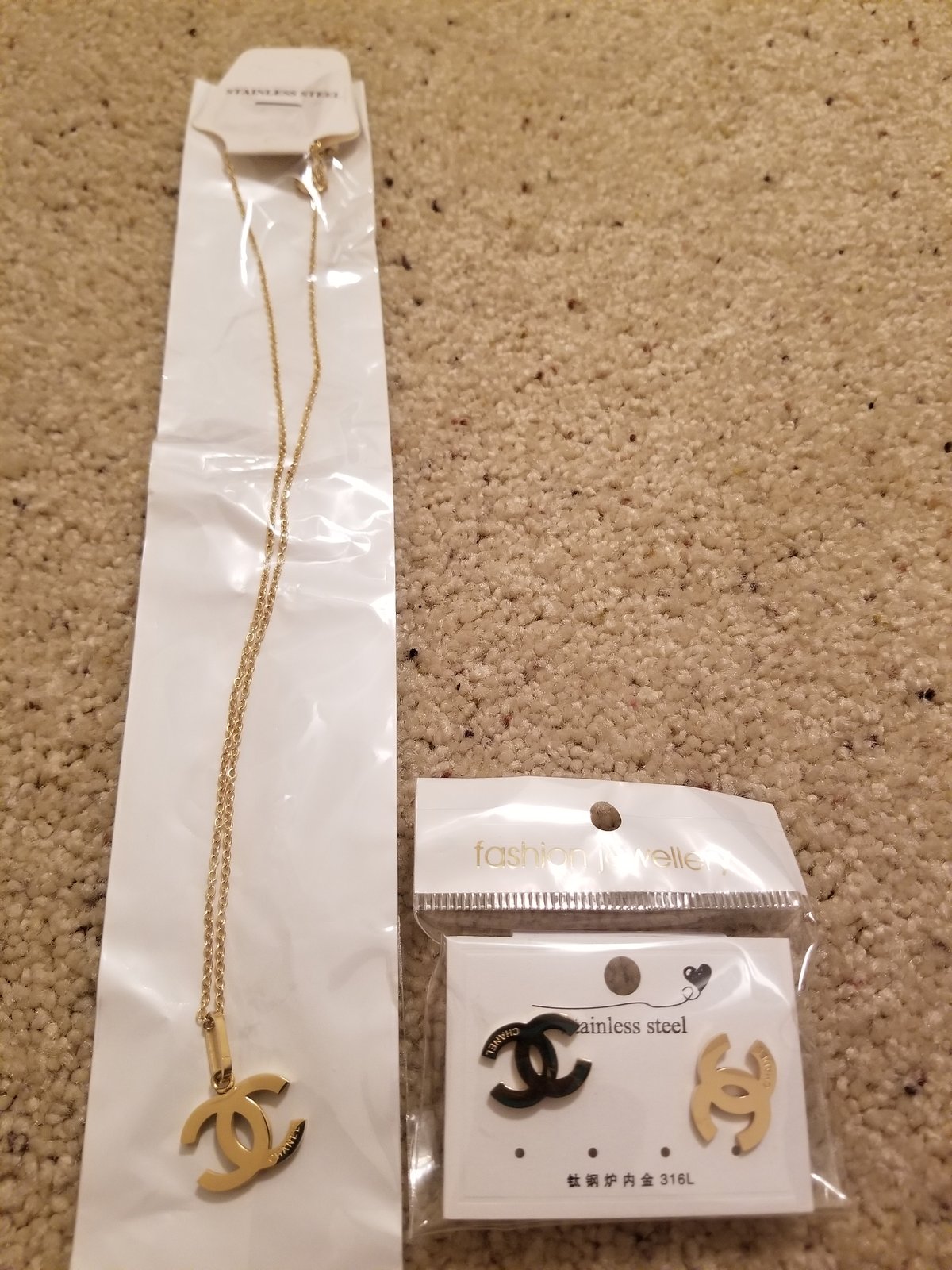 Chanel earrings deals necklace set