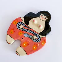 Image 2 of Curvy Girl Plate / Incense Holder.  Fire Pants