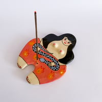 Image 3 of Curvy Girl Plate / Incense Holder.  Fire Pants