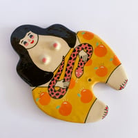 Image 3 of Curvy Girl Plate / Incense Holder - Peach Pants