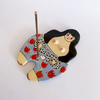 Image 2 of Curvy Girl Plate / Incense Holder - Flower Pants