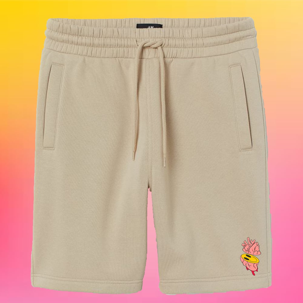 Image of Happiness In Your Heart Shorts- Tan