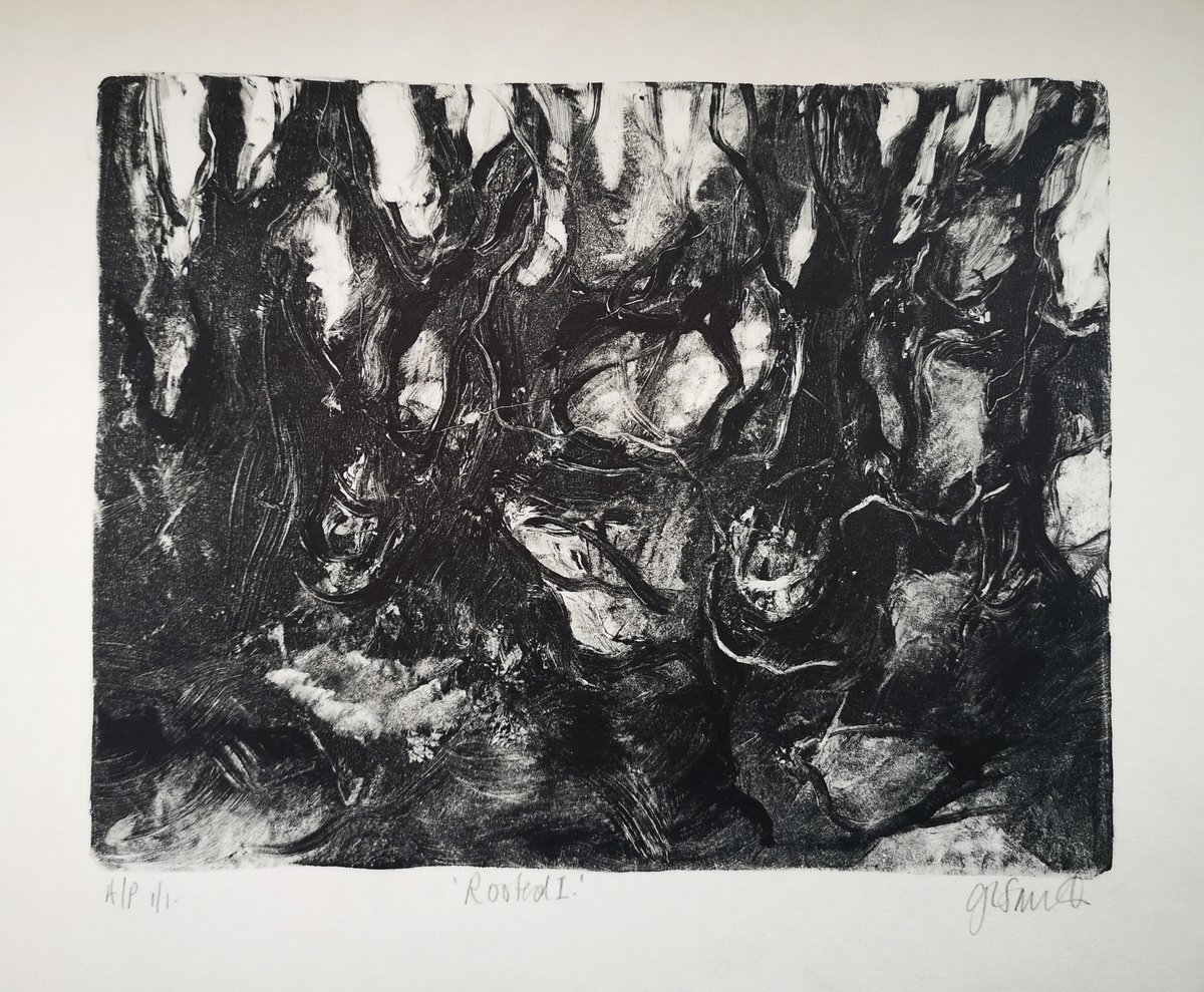 Image of Original Monotype Print - Rooted I
