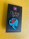 Blue Skull Rose Pin