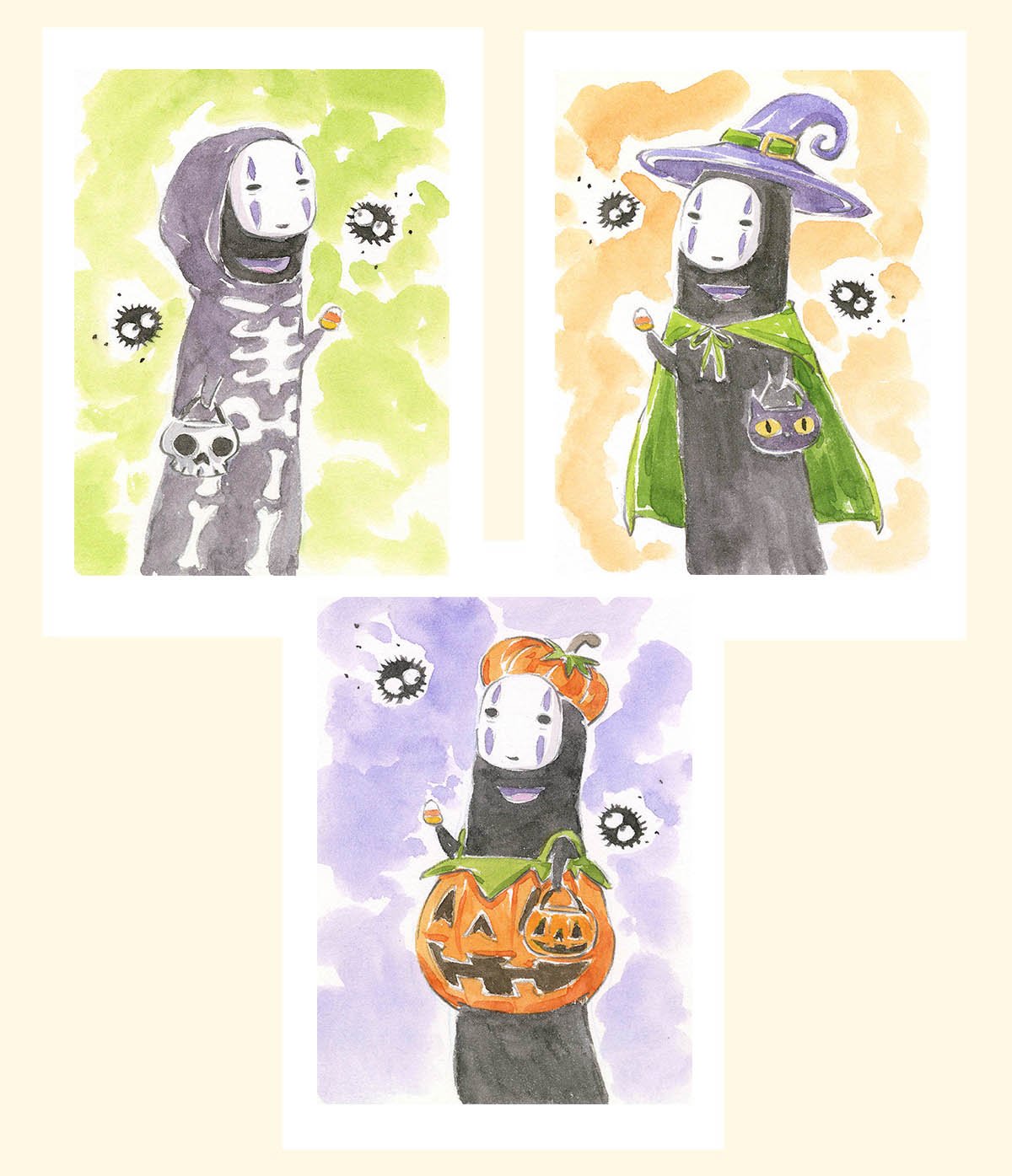 Noface Trick or Treat | 3-Pack 5 x 7" Prints