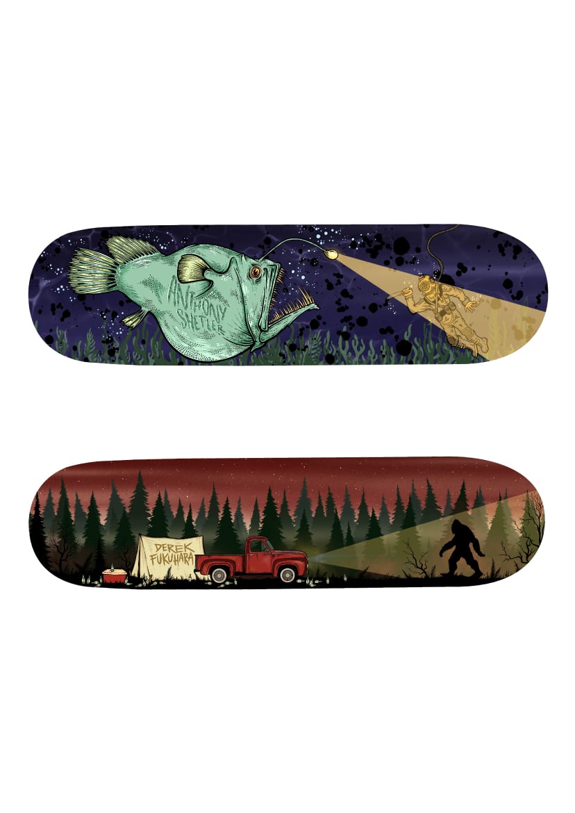 SHETLER ANGLER FISH / FUKUHARA BIG FOOT SKATEBOARD