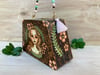 Miniature Wooden Purse - Pink and Mint Quartz Handle with Tassel - Titled "Over our Shoulders" 