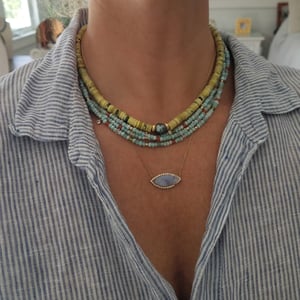 Single Pearl & Yellow Turquoise Island Wear Necklace