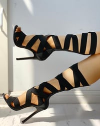 Image 1 of Bandage Lace-Up Zipper Back Thin Heels