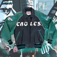 Image 2 of 💎 Vintage 💎 Montana Toons 🏈 Philadelphia Eagles 🦅 Leather Jacket 🧥 