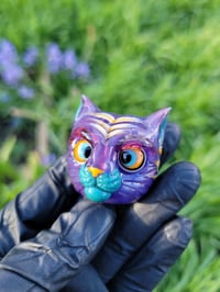 Image 1 of Orange Purple Kitty Face Pendant