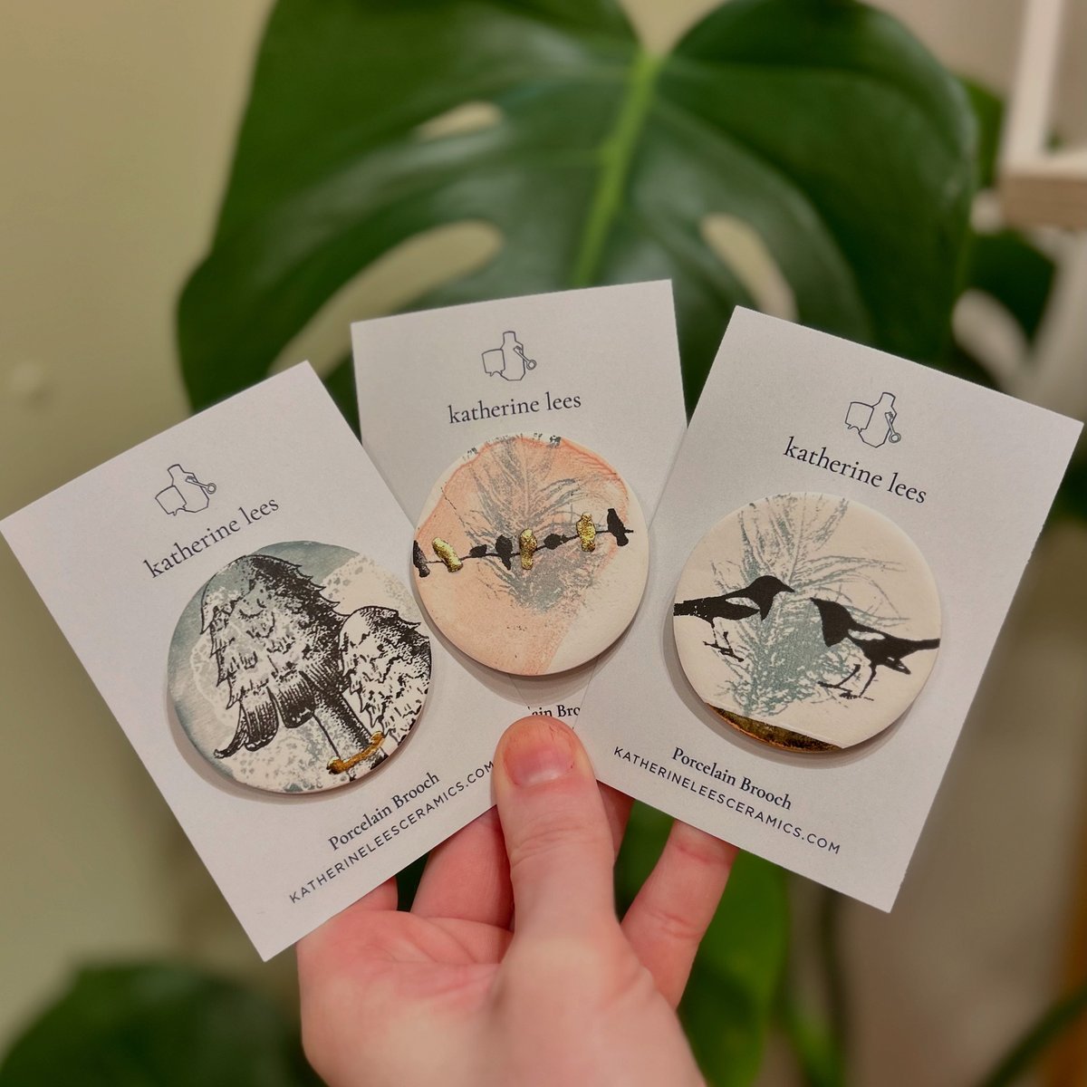 Large screen printed brooch