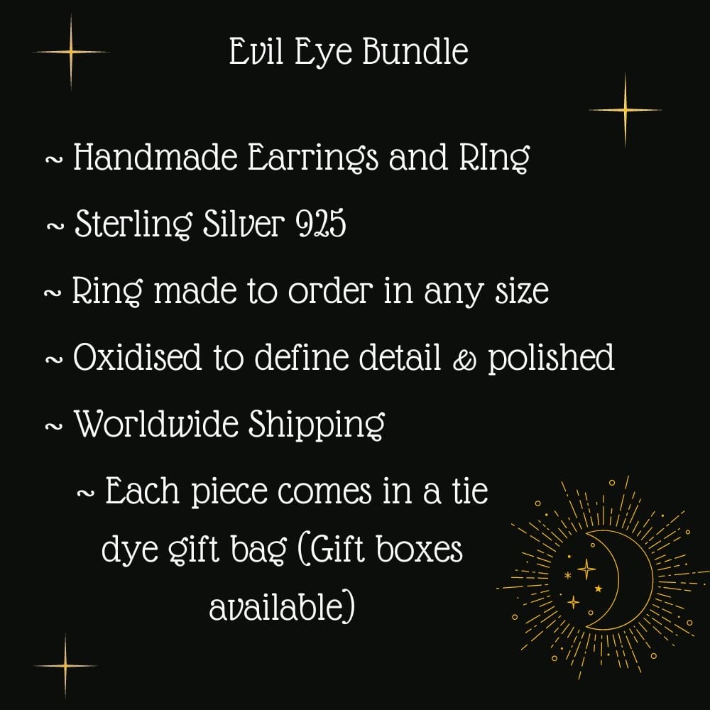 Handmade Sterling Silver Evil Eye Earrings & Evil Eye Ring
