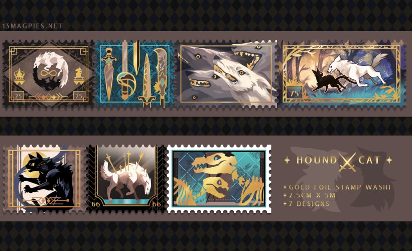 Hound ⚔ Cat - Stamp Washi Tape