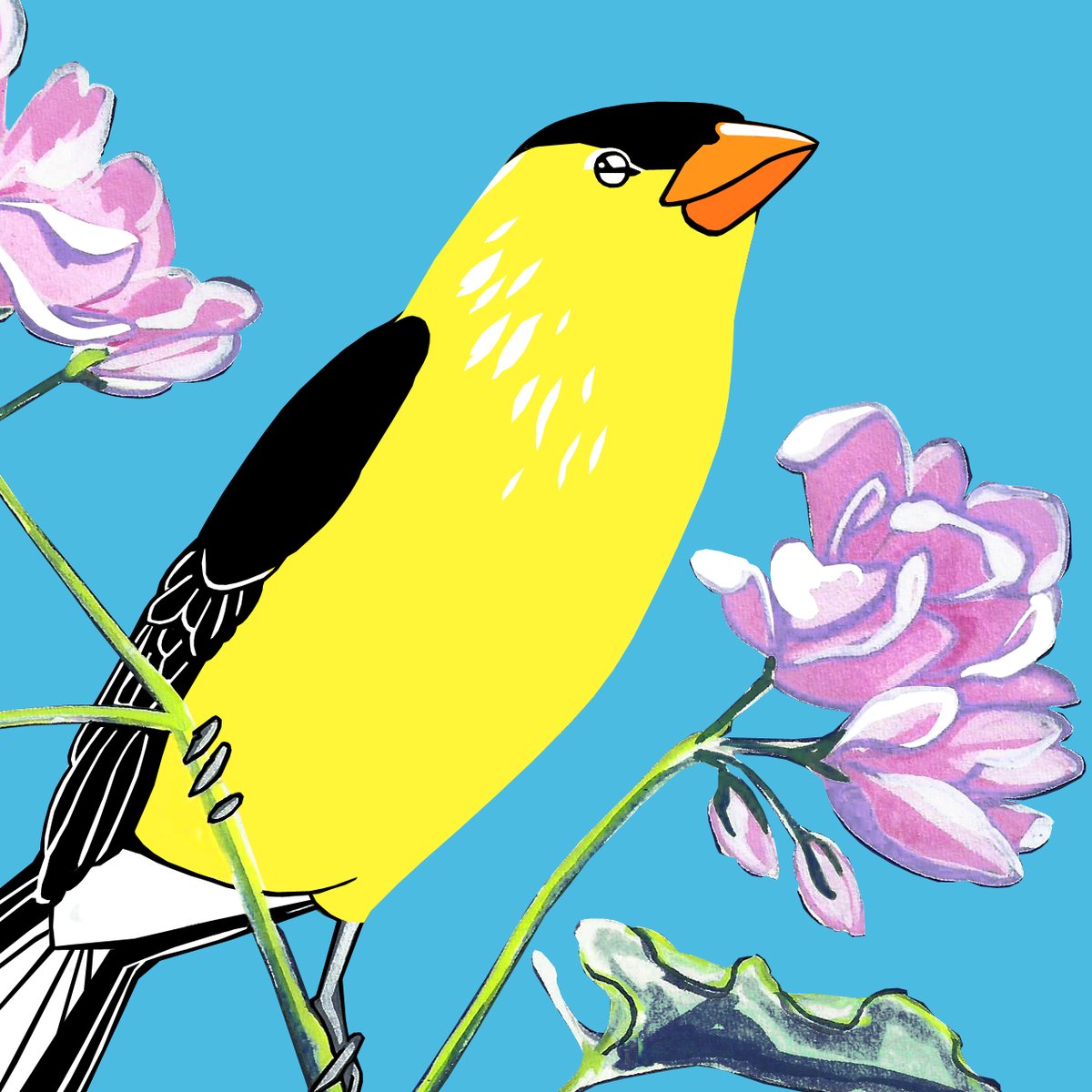 Image of Stamps: American Goldfinch and Geranium