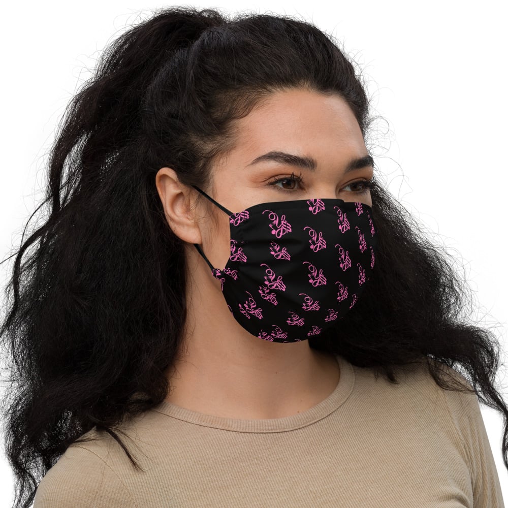 Image of YStress Pandemic Premium Pink and Black face mask