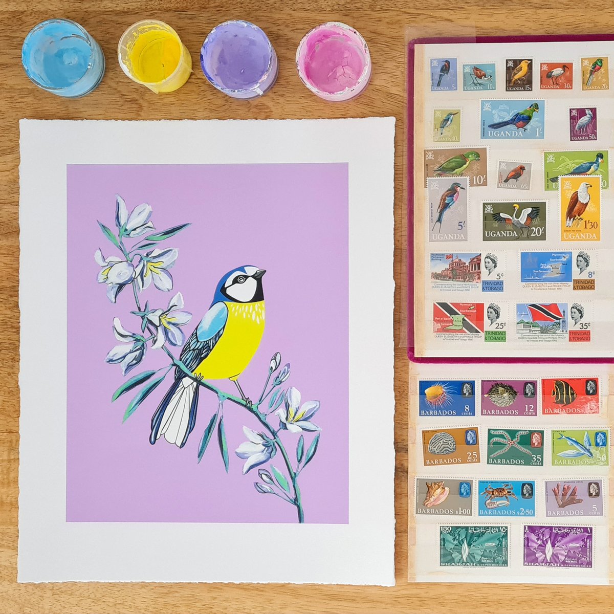 Image of Stamps: Blue Tit and Bellflower