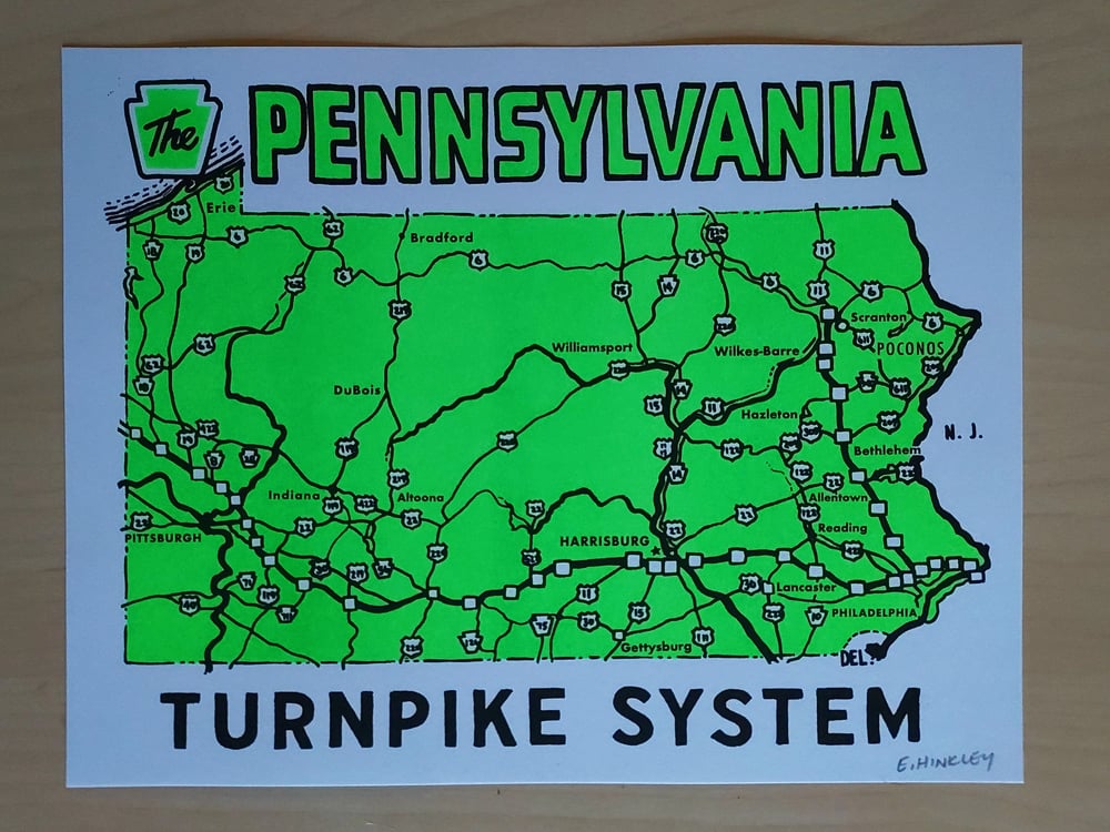 Image of Pennsylvania turnpike risograph
