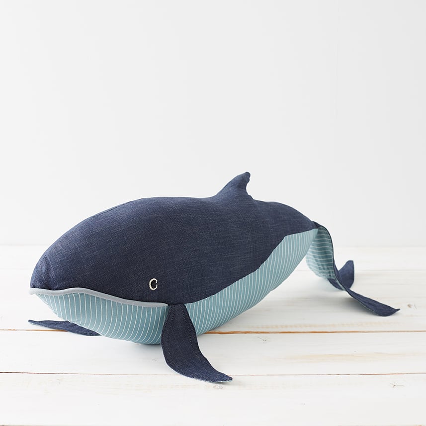 Image of Handmade Toy Denim Blue Whale (1)