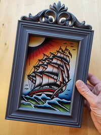 Image 1 of Original Watercolor SAILING SHIP with frame 🎨