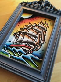 Image 2 of Original Watercolor SAILING SHIP with frame 🎨