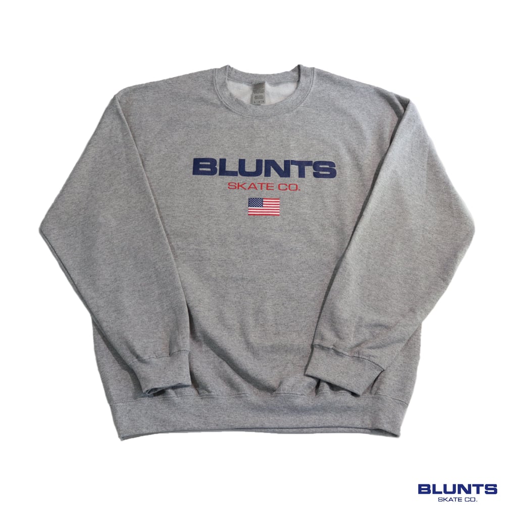 Image of (ATHLETIC GREY) OG BLUNTS USA CREWNECK SWEATSHIRT