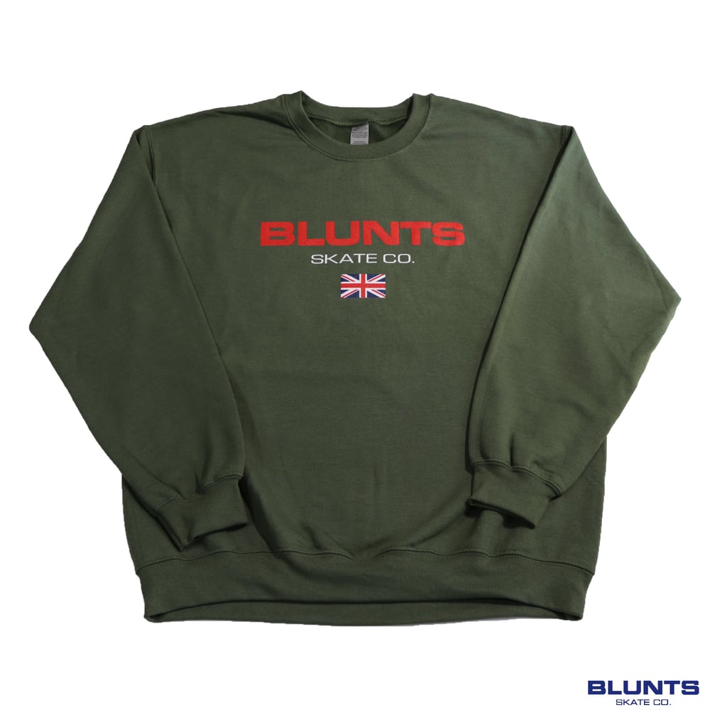 Image of (ARMY GREEN) OG BLUNTS UK CREWNECK SWEATSHIRT 