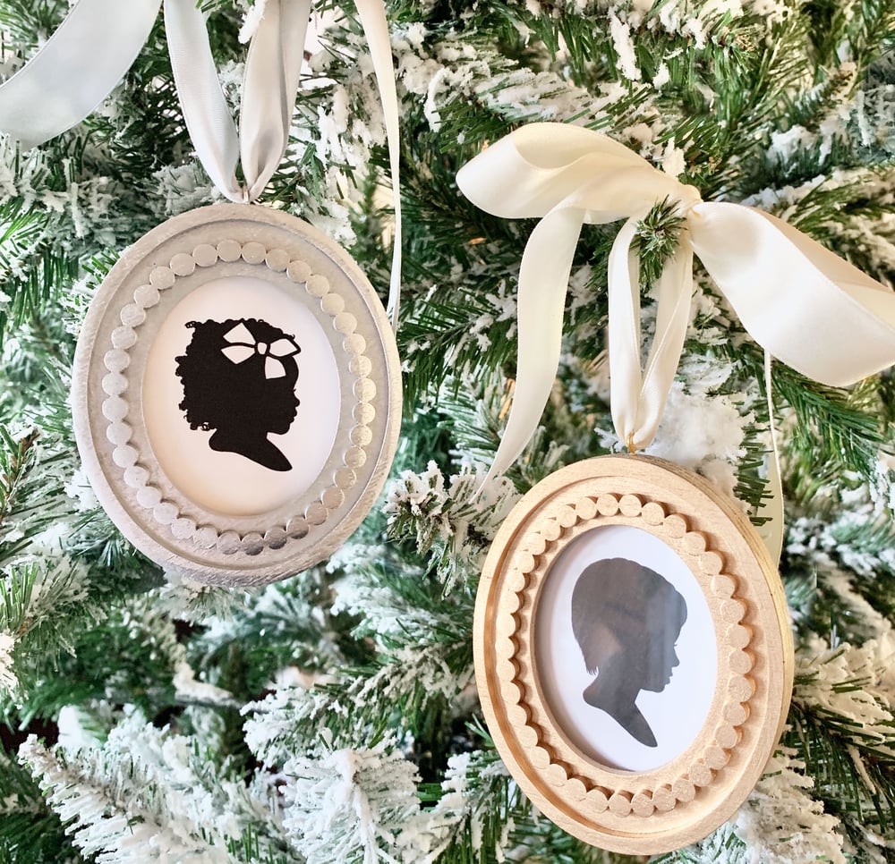 Image of Classic Oval Framed Silhouette Ornaments in Gold or Silver