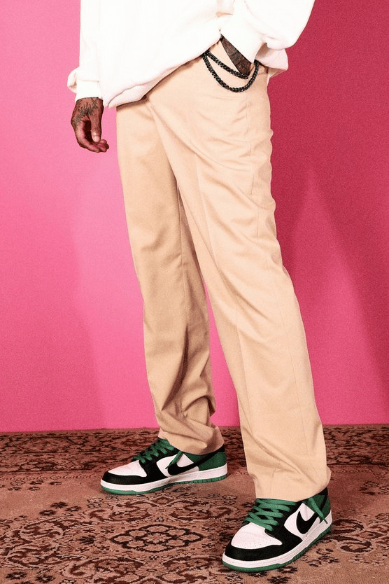 Image of Relaxed Tailored Trousers With Chain
