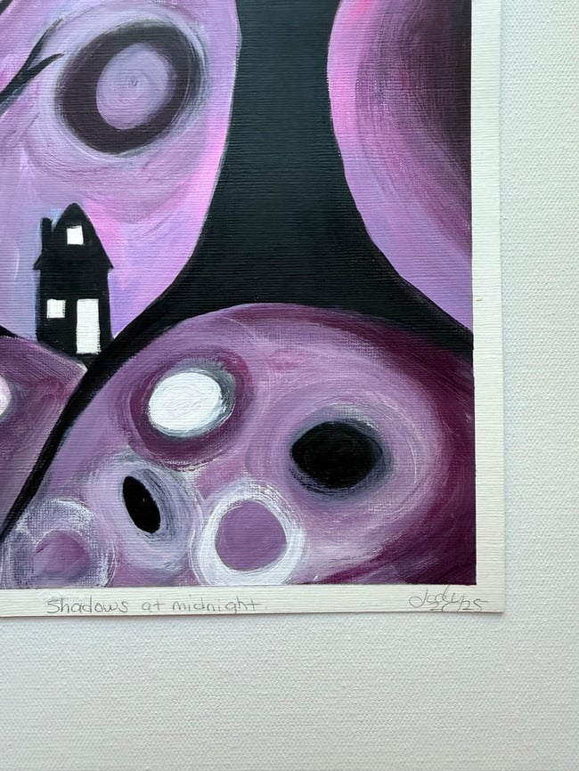 Shadows at midnight. Original paper painting.