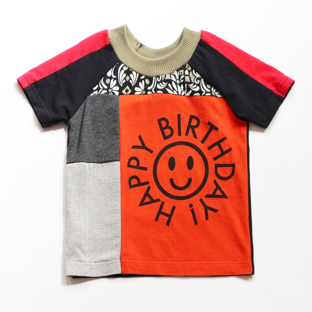 Image of happy birthday! 5T orange red black gray bday party birthday courtneycourtney tshirt tee boys