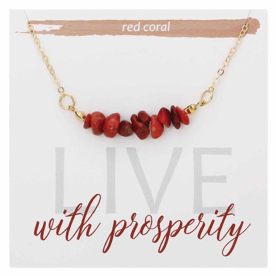 Image of Live with Prosperity Red Coral Chip Necklace