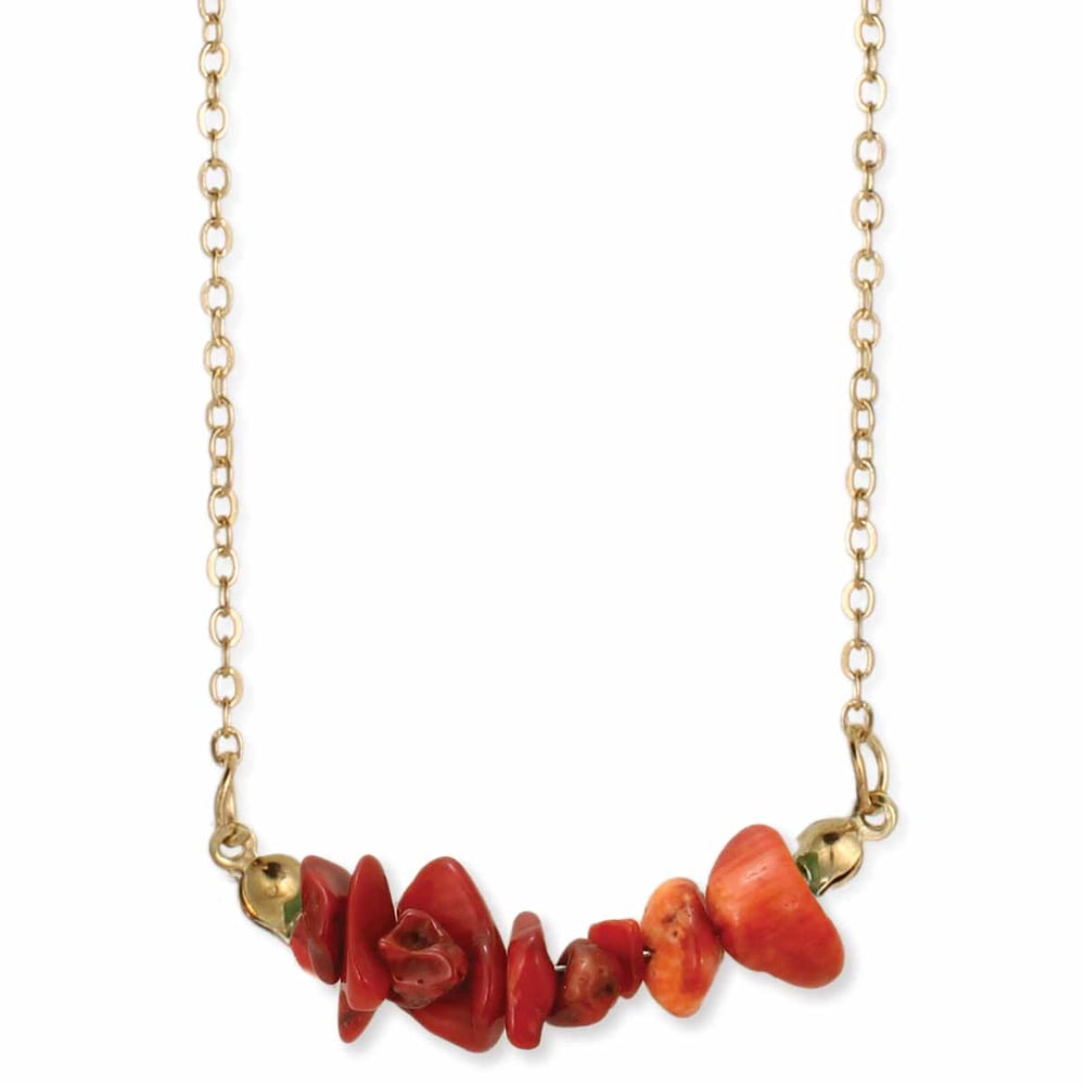 Image of Live with Prosperity Red Coral Chip Necklace