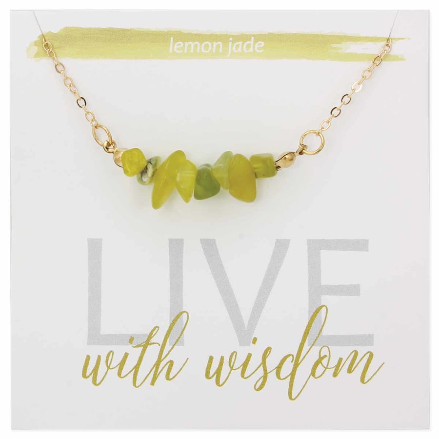 Image of Live with Wisdom Lemon Jade Chip Necklace