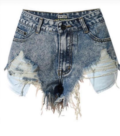 Image of Raw Hem Ripped Denim Shorts