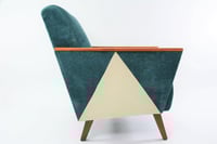 Image 2 of Fauteuil géométrique bleu canard