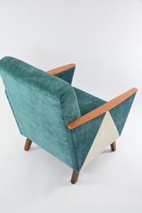 Image 3 of Fauteuil géométrique bleu canard