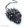 Black Spiked Crystal Embellished Skull Pendant