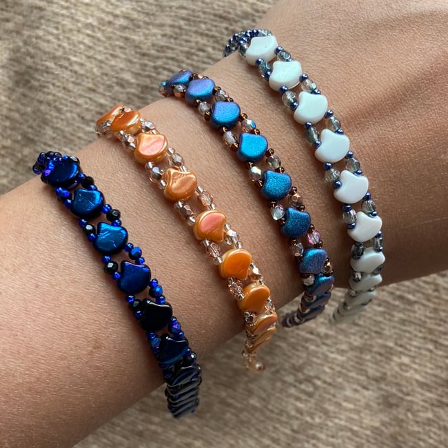 Teal Beaded Ginkgo Leaf Bracelet