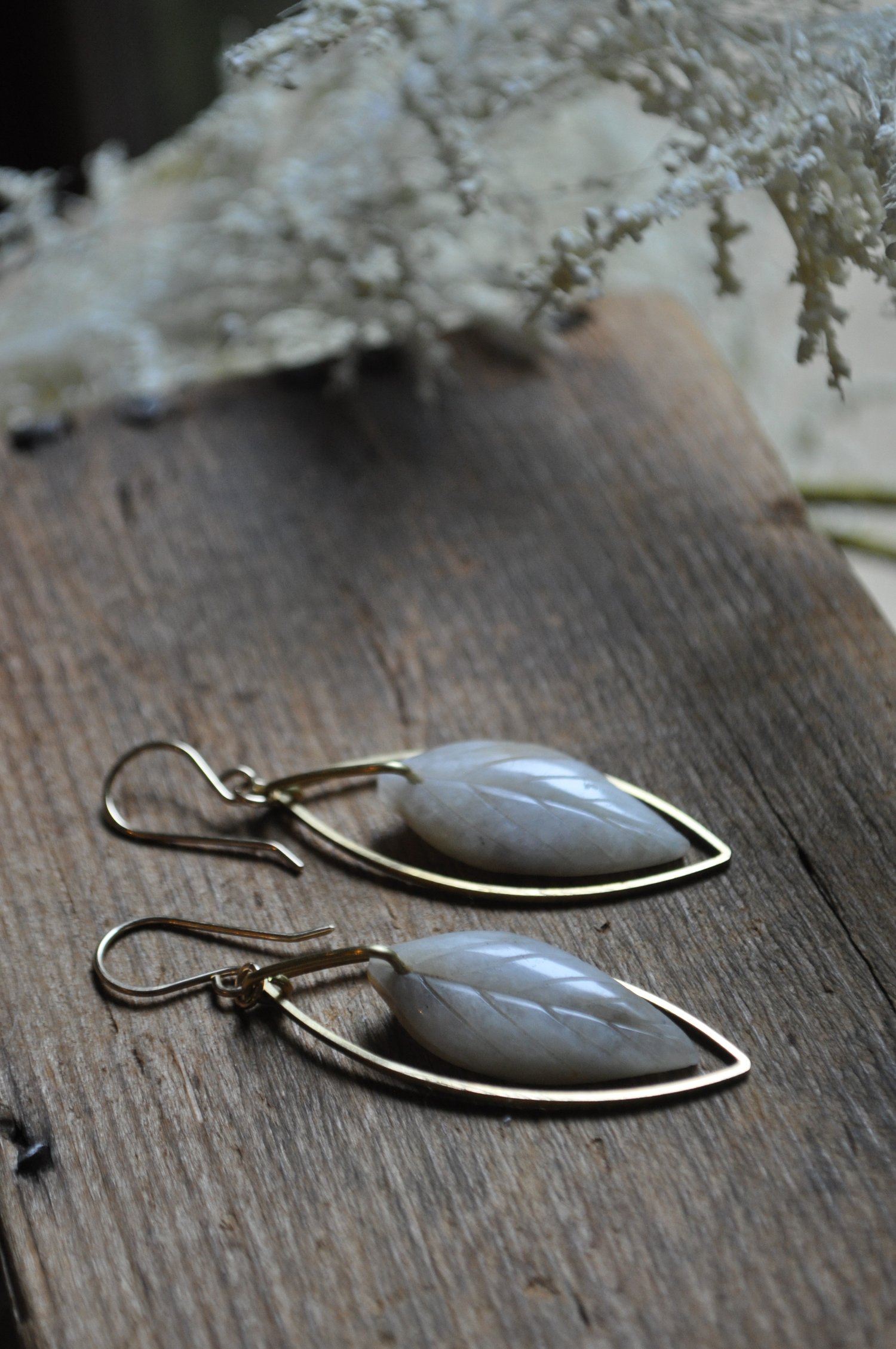 Image of Carved Amazonite Leaf Dangles 