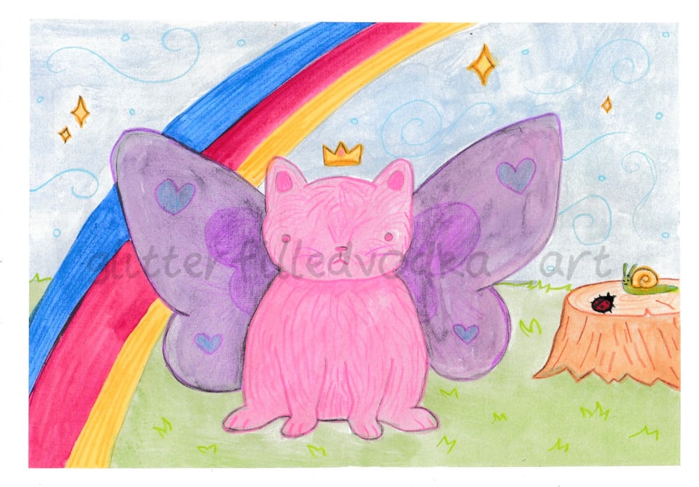 Image of Cat Fairy Painting - Art Print