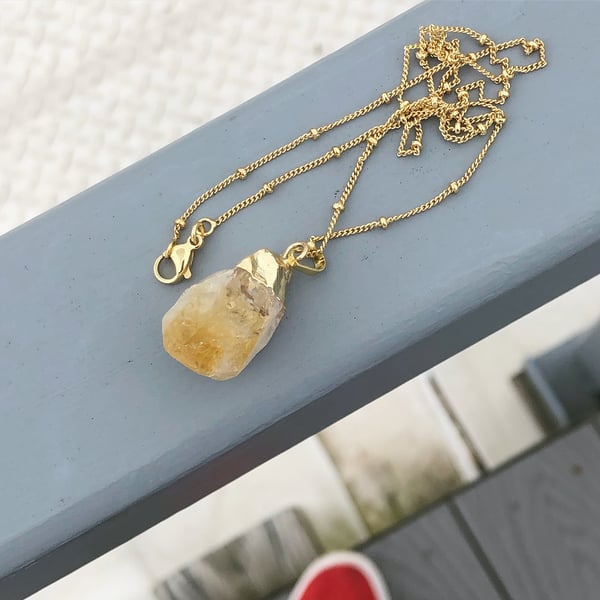 Image of Gold Dipped Rough Citrine Necklace