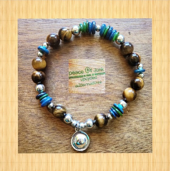 Image of #SEABLUE #TIGERSEYE #SILVER BRACELET 