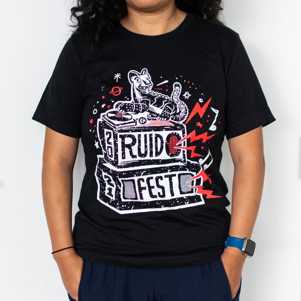 Image of Ruido Fest 2021 T-Shirt - Feline Dj in Red